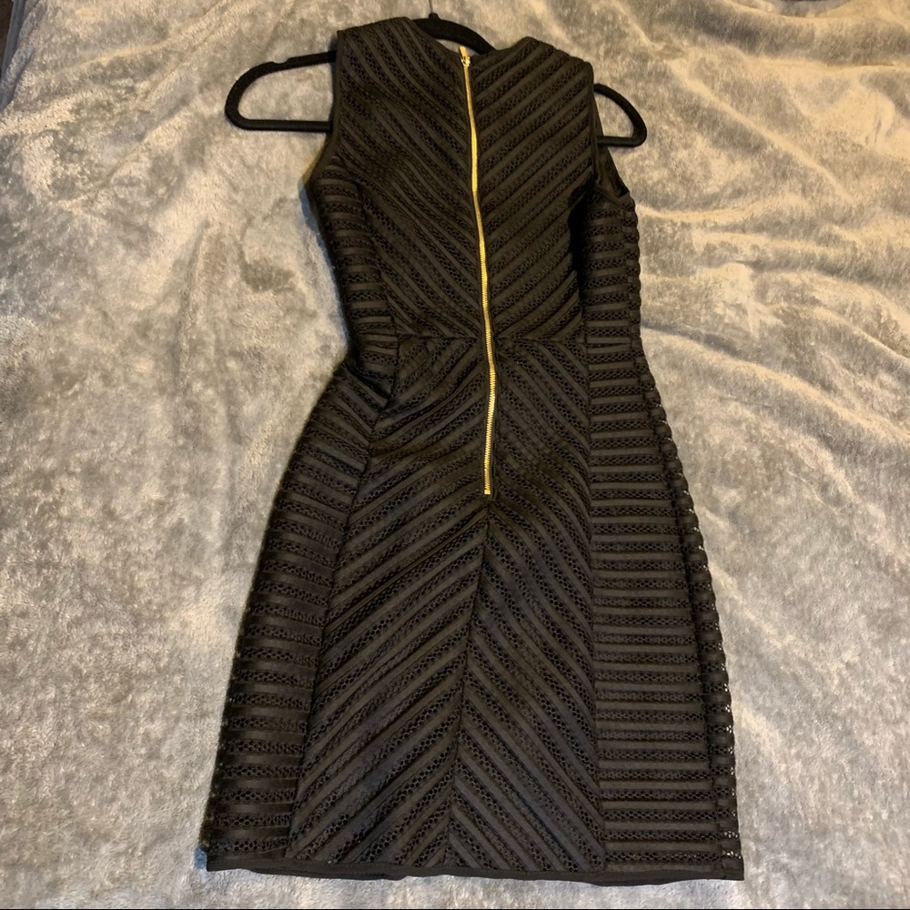 H&M Black Mesh Chevron Textured Dress XS Size 2 - Picture 8 of 15